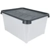 Entretien Du Linge|Gifi Box de rangement hermétique 33 L transparent et gris