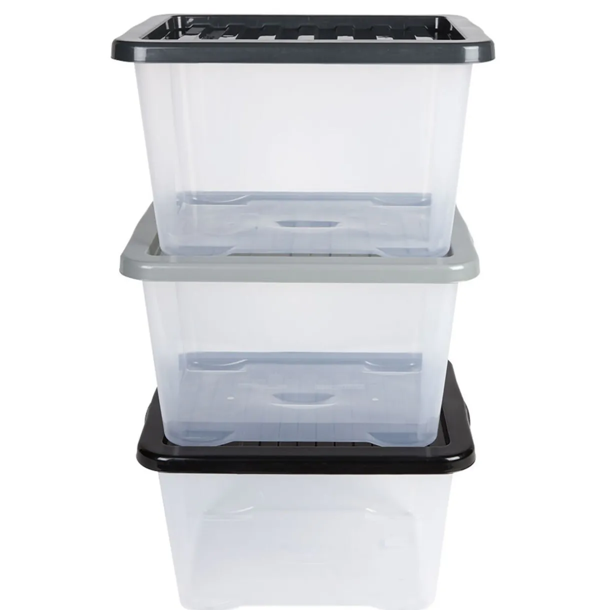 Rangement|Gifi Box de rangement plastique transparent 28 L x3