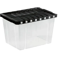Rangement|Gifi Box de rangement plastique 19 L ouverture papillon noir