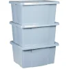 Rangement|Gifi Box de rangement plastique bleu 30L x3