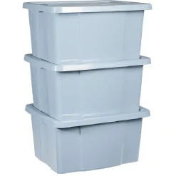Rangement|Gifi Box de rangement plastique bleu 30L x3