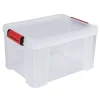 Rangement|Gifi Box de rangement transparente couvercle clips rouge 17 L