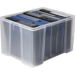 Rangement|Gifi Box de rangement transparente couvercle clips rouge 45 L