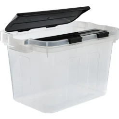 Rangement|Gifi Box de rangement transparent couvercle fractionnable noir 10 L