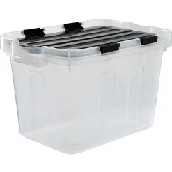 Rangement|Gifi Box de rangement transparent couvercle fractionnable noir 10 L