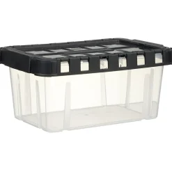 Rangement|Gifi Box de rangement transparent couvercle fractionnable noir 10 L