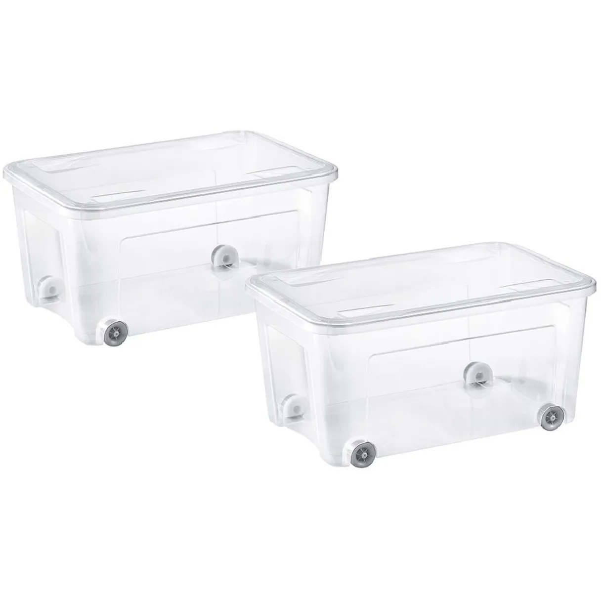 Rangement|Gifi Box de rangement transparent 43L x2