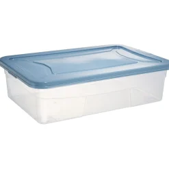 Rangement|Gifi Box dessous de lit transparent et bleu 30L