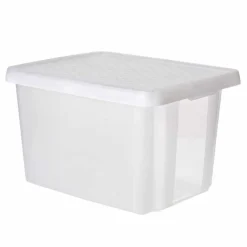 Rangement|Gifi Box Essentiels couvercle blanc transparent 26 L x2
