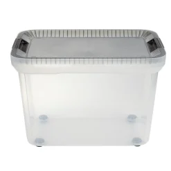 Rangement|Gifi Box multi directionnelle transparente couvercle gris 50 L