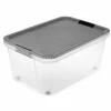 Rangement|Gifi Box multi directionnelle transparente couvercle gris 110 L