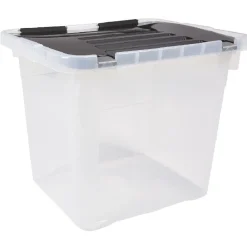 Rangement|Gifi Box plastique couvercle noir clipsable 36 L x3