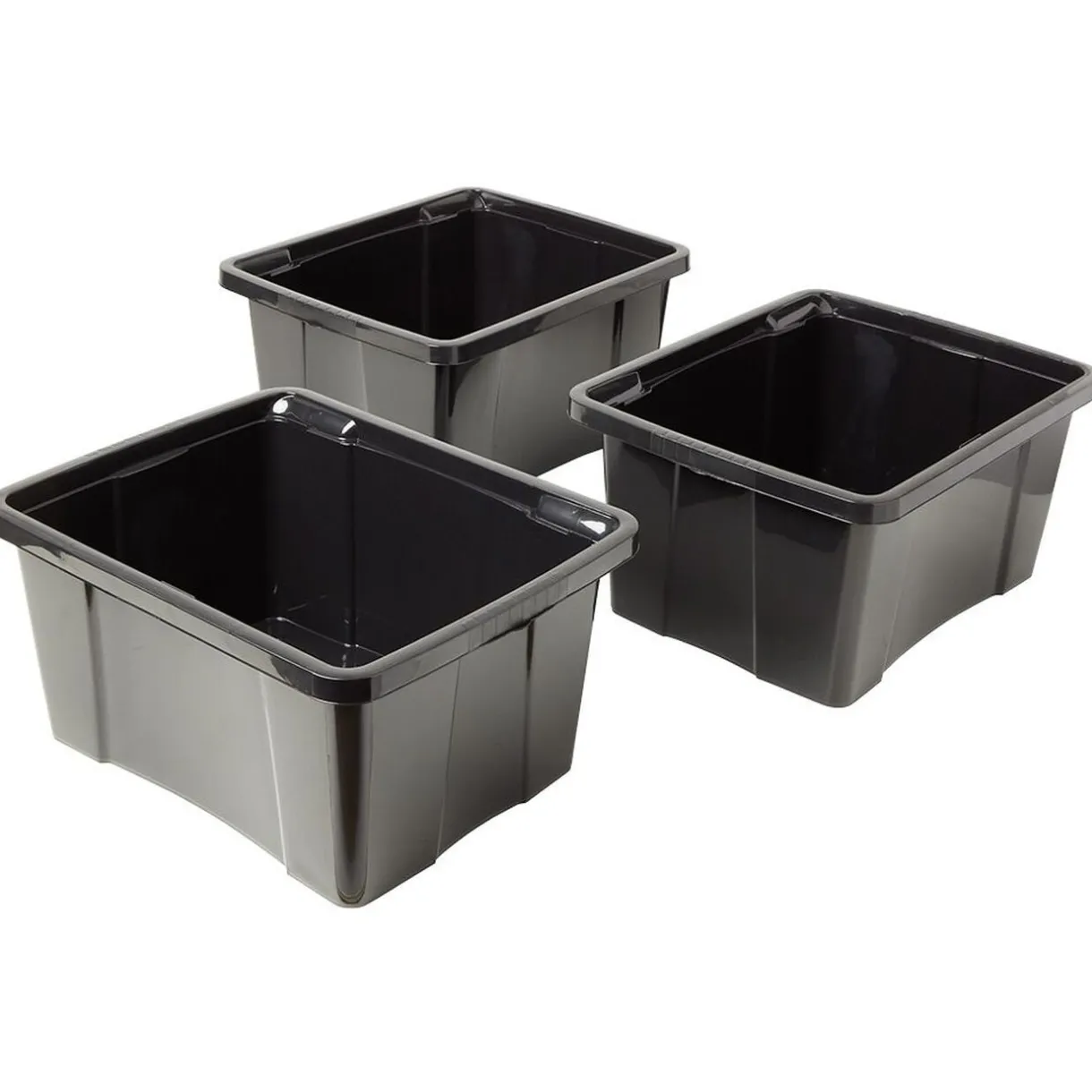 Rangement|Gifi Box plastique noir 30L x3