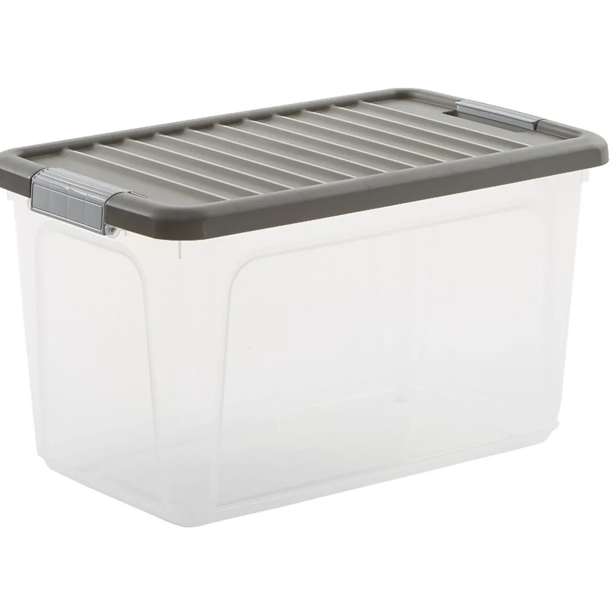 Rangement|Gifi Box transparente couvercle gris 29,5 L x3