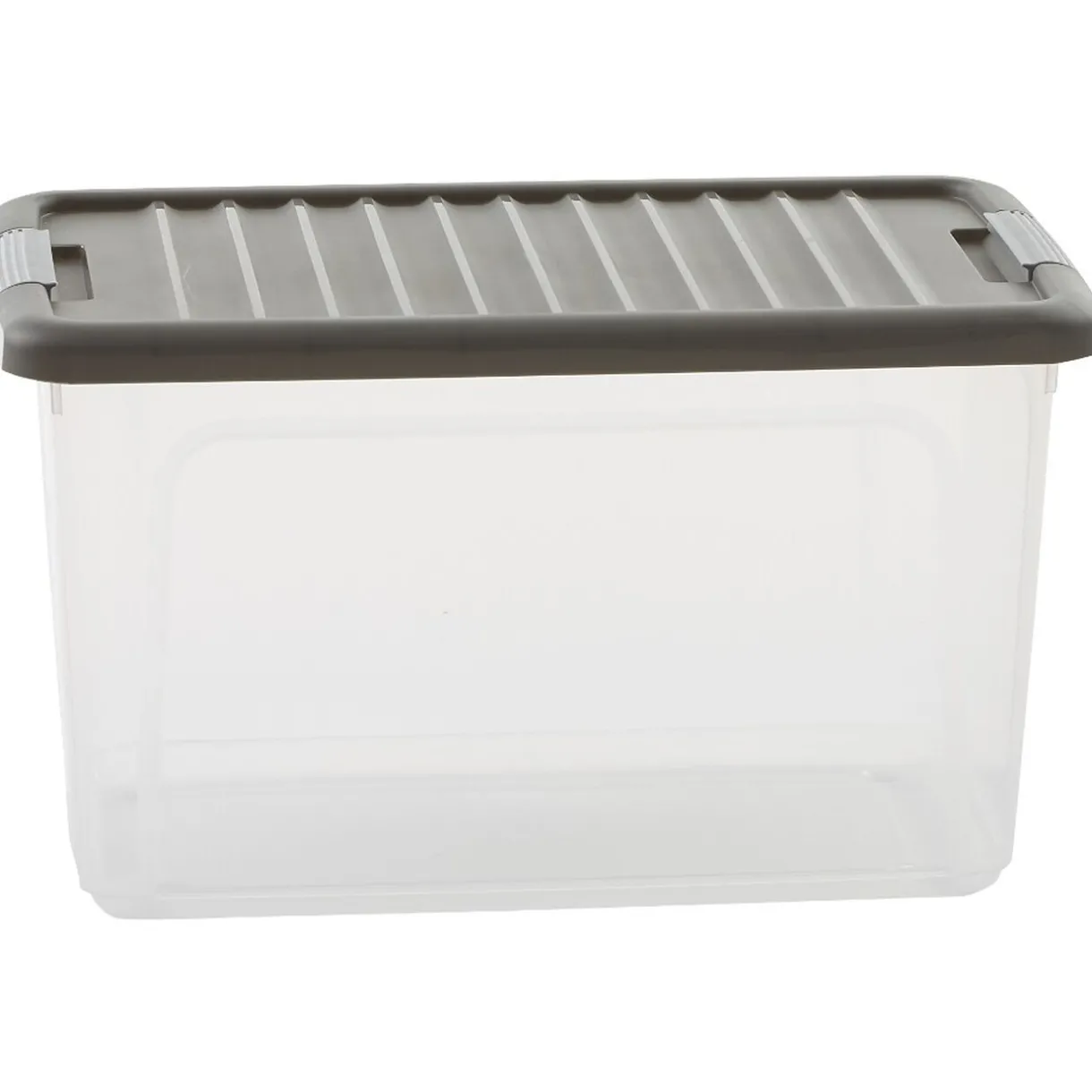 Rangement|Gifi Box transparente couvercle gris 29,5 L x3