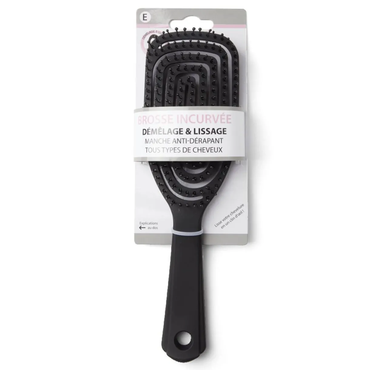 Gifi Brosse à cheveux incurvée démêlage et lissage PVC noir