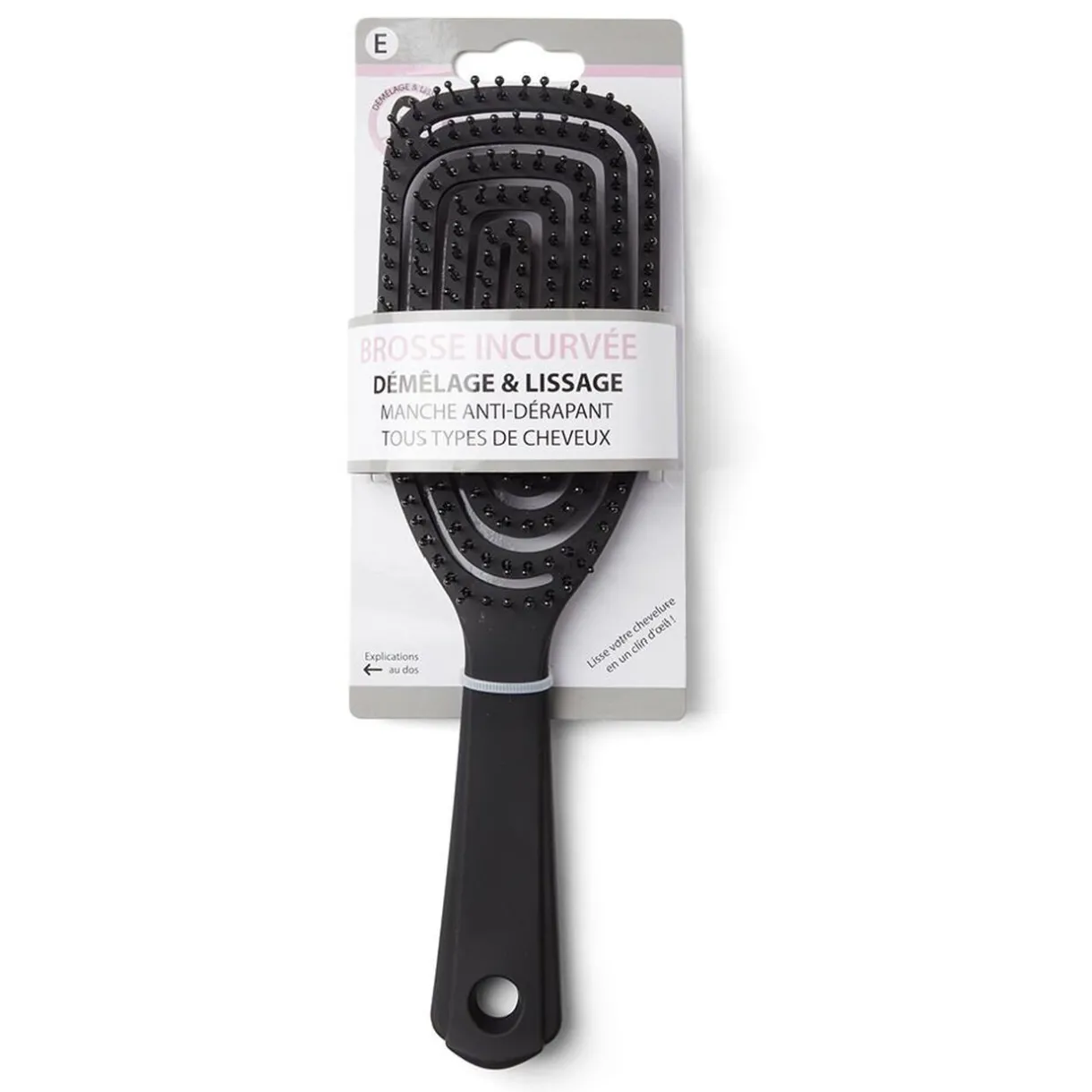 Gifi Brosse à cheveux incurvée démêlage et lissage PVC noir