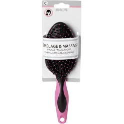 Hot Gifi Brosse pneumatique ovale picots perlés pvc fuchsia noir