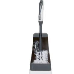 Hot Gifi Brosse WC avec support et brossette intégrée noir et blanc