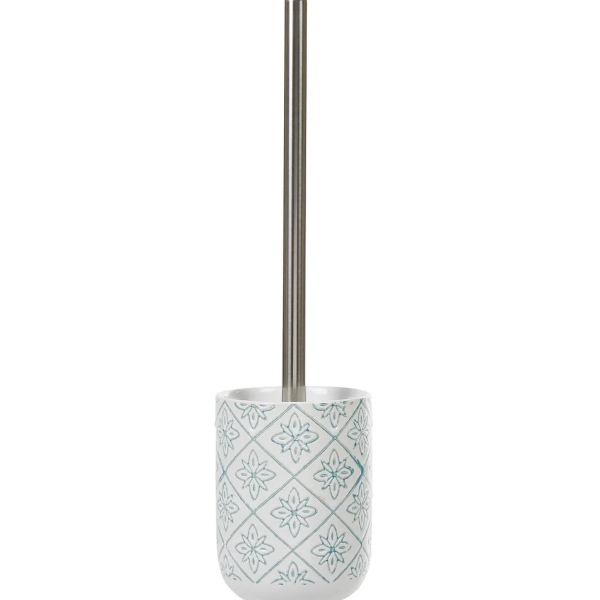Online Gifi Brosse WC céramique design rosace blanc bleu