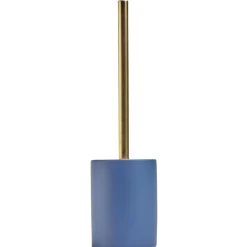 Hot Gifi Brosse WC manche doré socle rond grès bleu Ø9,2xH36cm