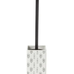 Clearance Gifi Brosse WC socle carré grès motif trait noir et blanc 9,2x9,2xH36cm