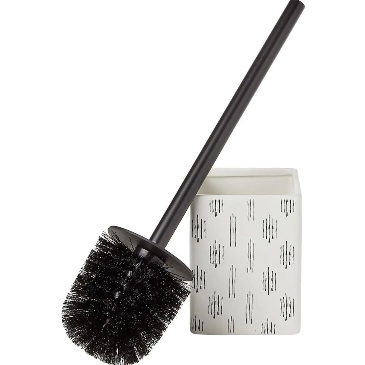 Clearance Gifi Brosse WC socle carré grès motif trait noir et blanc 9,2x9,2xH36cm