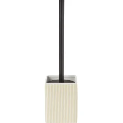 Best Gifi Brosse WC socle carré grès rayure verticale blanc beige 9,2x9,2xH36cm