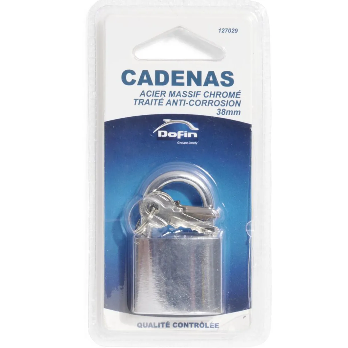 Online Gifi Cadenas en acier gris chromé de 38 mm - 2 clés