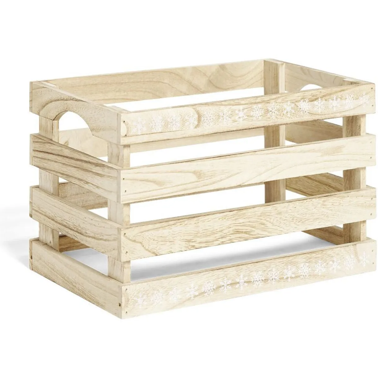 Rangement|Gifi Cagette en bois motif flocon blanc 28x18xH18cm