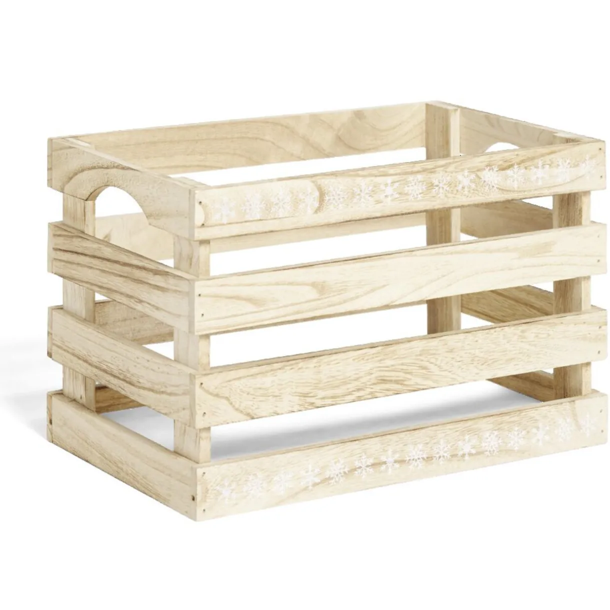 Rangement|Gifi Cagette en bois motif flocon blanc 28x18xH18cm