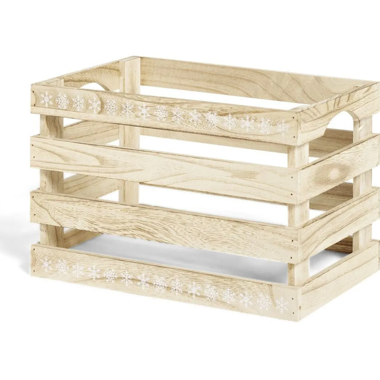 Rangement|Gifi Cagette en bois motif flocon blanc 28x18xH18cm