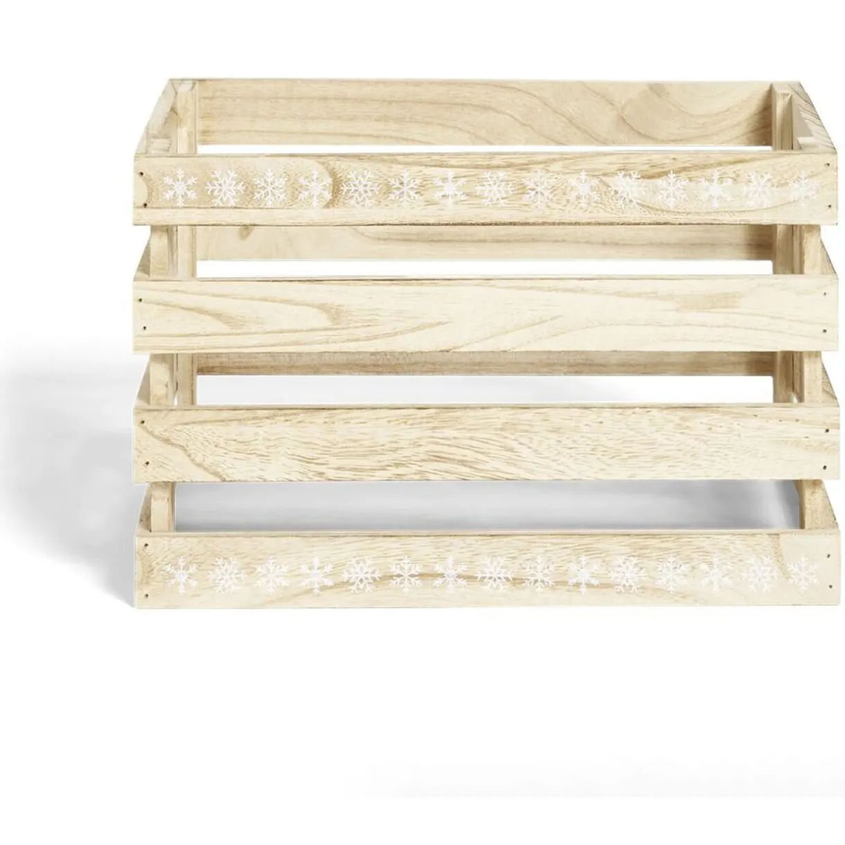 Rangement|Gifi Cagette en bois motif flocon blanc 28x18xH18cm