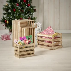 Rangement|Gifi Cagette en bois motif flocon blanc 38x28xH23cm