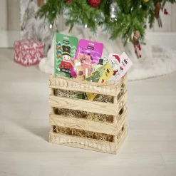 Rangement|Gifi Cagette en bois motif flocon blanc 44x33xH25cm