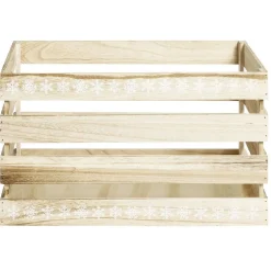 Rangement|Gifi Cagette en bois motif flocon blanc 44x33xH25cm