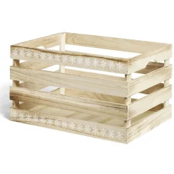 Rangement|Gifi Cagette en bois motif flocon blanc 44x33xH25cm