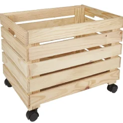 Rangement|Gifi Caisse en bois pin massif roulette à monter grand modèle