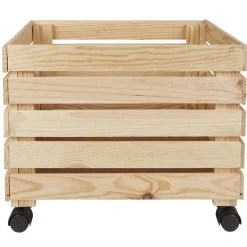 Rangement|Gifi Caisse en bois pin massif roulette à monter grand modèle