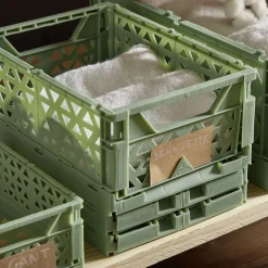 Rangement|Gifi Caisse pliable avec porte-étiquette vert L25xl16,5xH10cm