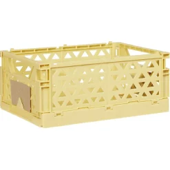 Rangement|Gifi Caisse pliable avec porte-étiquette jaune L25xl16,5xH10cm