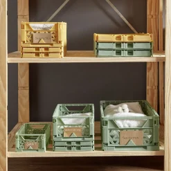 Rangement|Gifi Caisse pliable avec porte-étiquette jaune L25xl16,5xH10cm