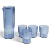 Carafe 1,1L + 4 verres 300mL polystyrène et silicone bleu^Gifi Online
