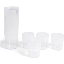 Carafe 1,1L + 4 verres 300mL polystyrène et silicone transparent^Gifi New