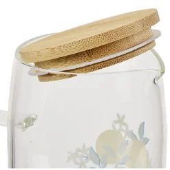 Carafe verre transparent motif citron avec bouchon bambou 1L Ø9xH23cm^Gifi Hot