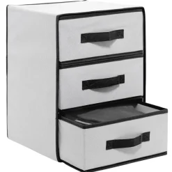 Rangement|Gifi Casier de rangement 3 tiroirs pour dressing blanc et noir