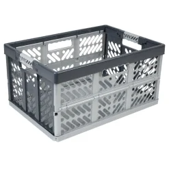 Rangement|Gifi Casier de rangement pliant gris et noir 45 L