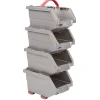Rangement|Gifi Casier de rangement superposable gris et rouge x4