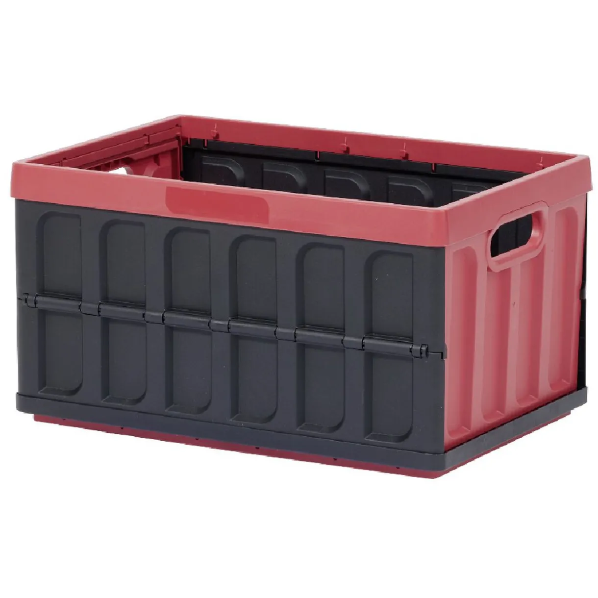 Rangement|Gifi Casier pliant avec couvercle noir et rouge bordeaux 46 L