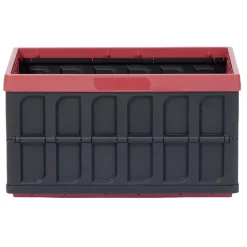 Rangement|Gifi Casier pliant avec couvercle noir et rouge bordeaux 46 L